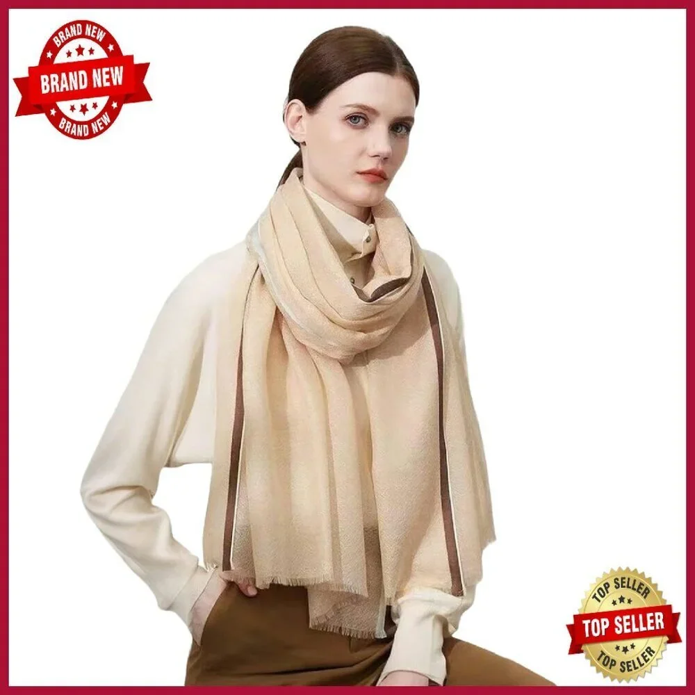 Luxury Cashmere Pashmina Shawl Silk Wool Blend Lightweight Wrap Scarf